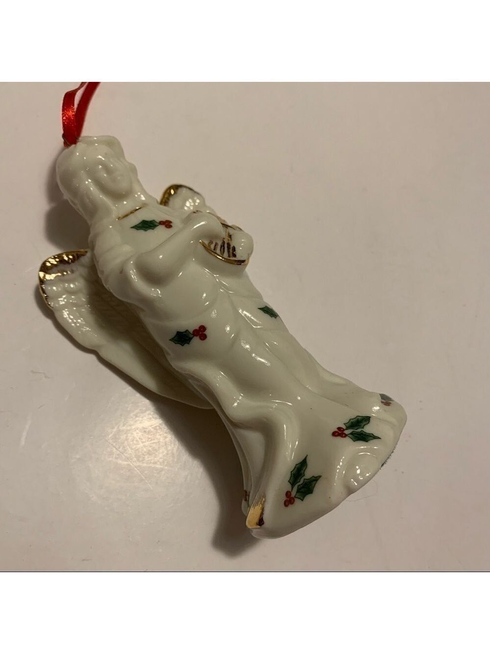 Vintage musical angel ornament ivory and gold - Picture 2 of 9